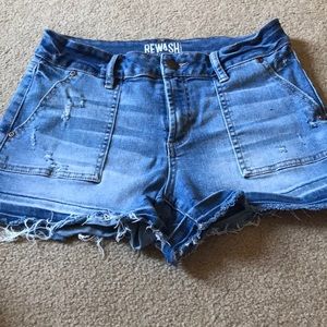 Stone wash denim cutoff short shorts